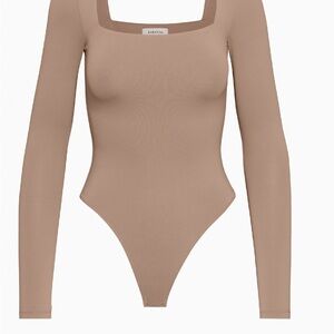 Babaton Beige Square Neck Bodysuit